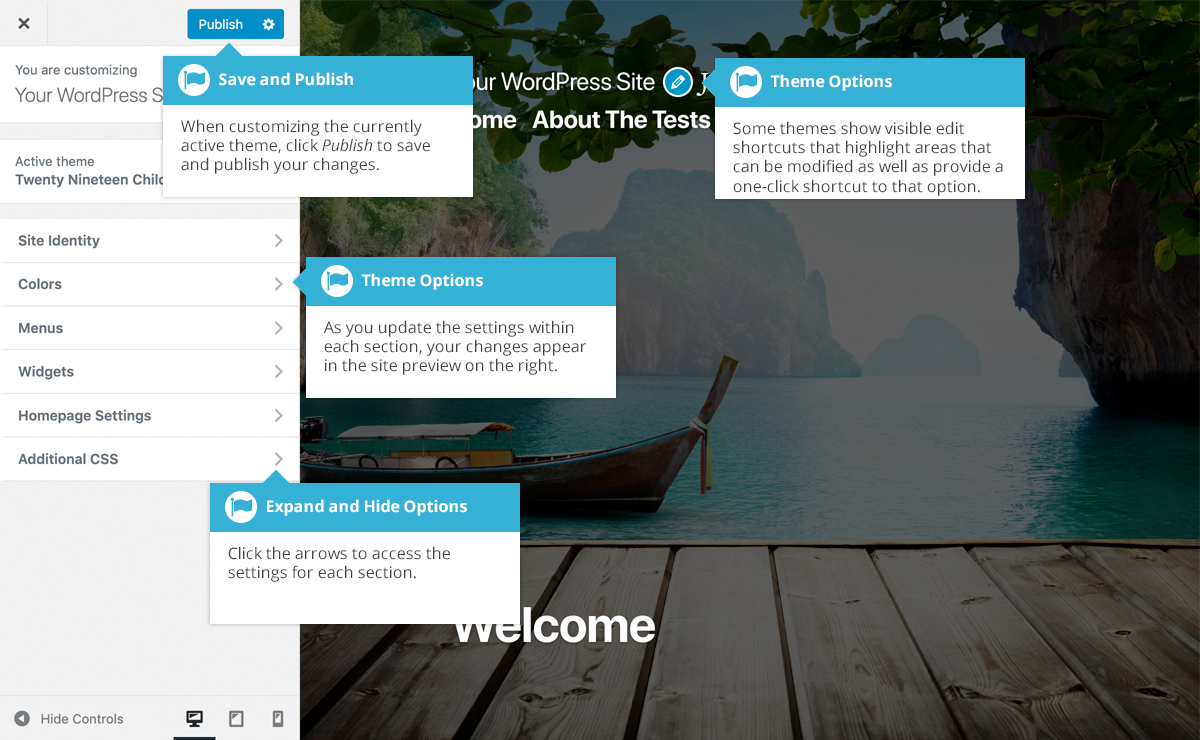 Previewing and Customizing your Theme