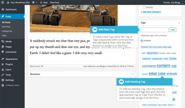 Adding Tags within your Post - Easy WP Guide