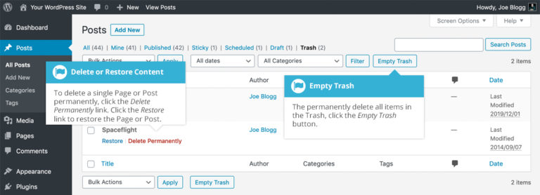 Deleting a WordPress Page or Post - Easy WP Guide