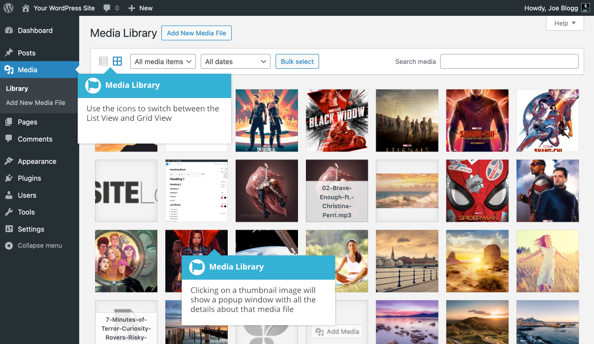 Media Library Grid View